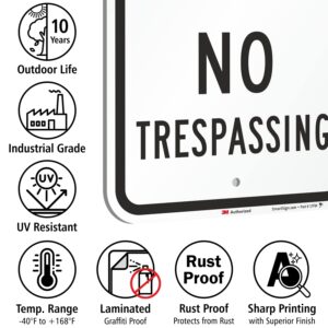 "Private Property - No Trespassing" Sign By SmartSign | 12" x 18" 3M Engineer Grade Reflective Aluminum