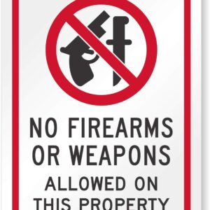 SmartSign "No Firearms or Weapons Allowed on this Property" Label | 5" x 7" Laminated Vinyl