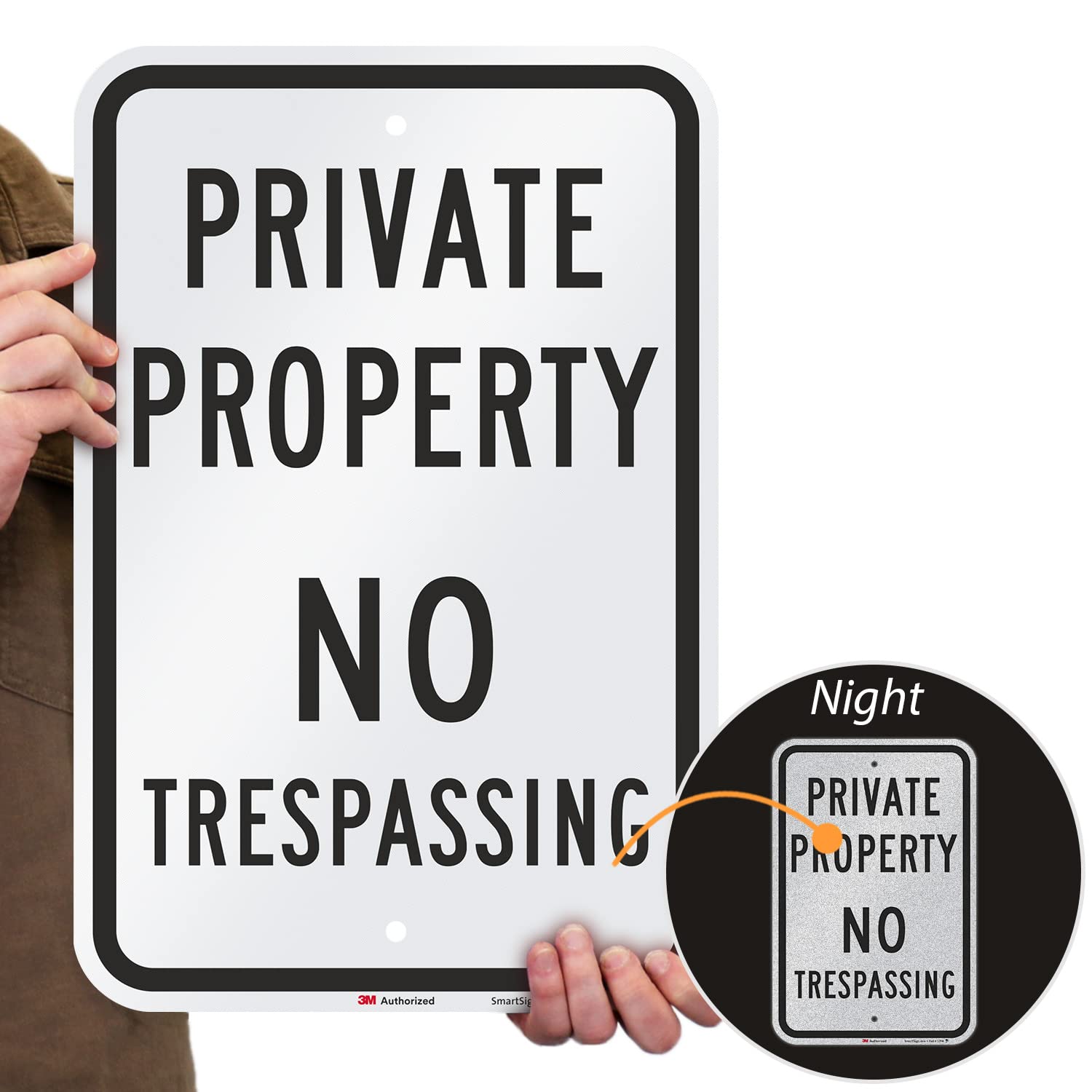 "Private Property - No Trespassing" Sign By SmartSign | 12" x 18" 3M Engineer Grade Reflective Aluminum