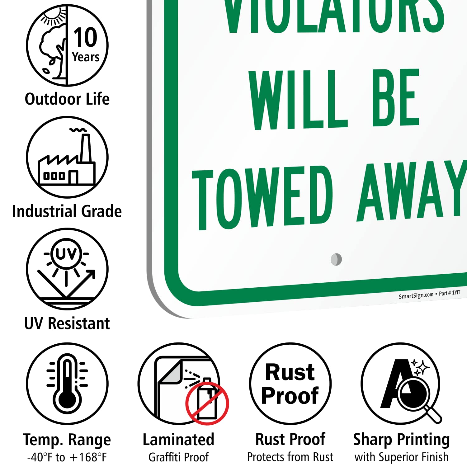 SmartSign - K-5710-AL-12x18 "30 Minute Parking - Violators will be Towed Away" Sign | 12" x 18" Aluminum