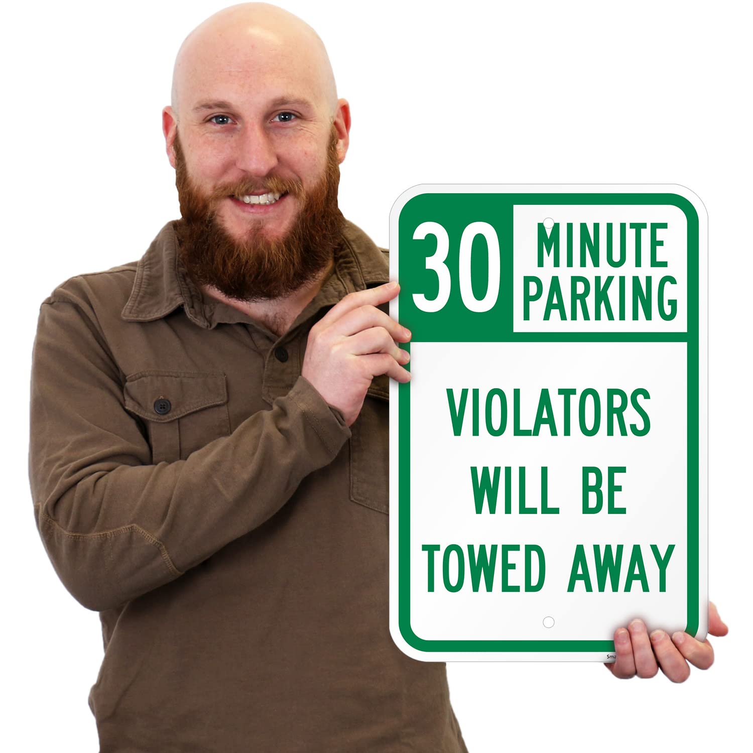 SmartSign - K-5710-AL-12x18 "30 Minute Parking - Violators will be Towed Away" Sign | 12" x 18" Aluminum