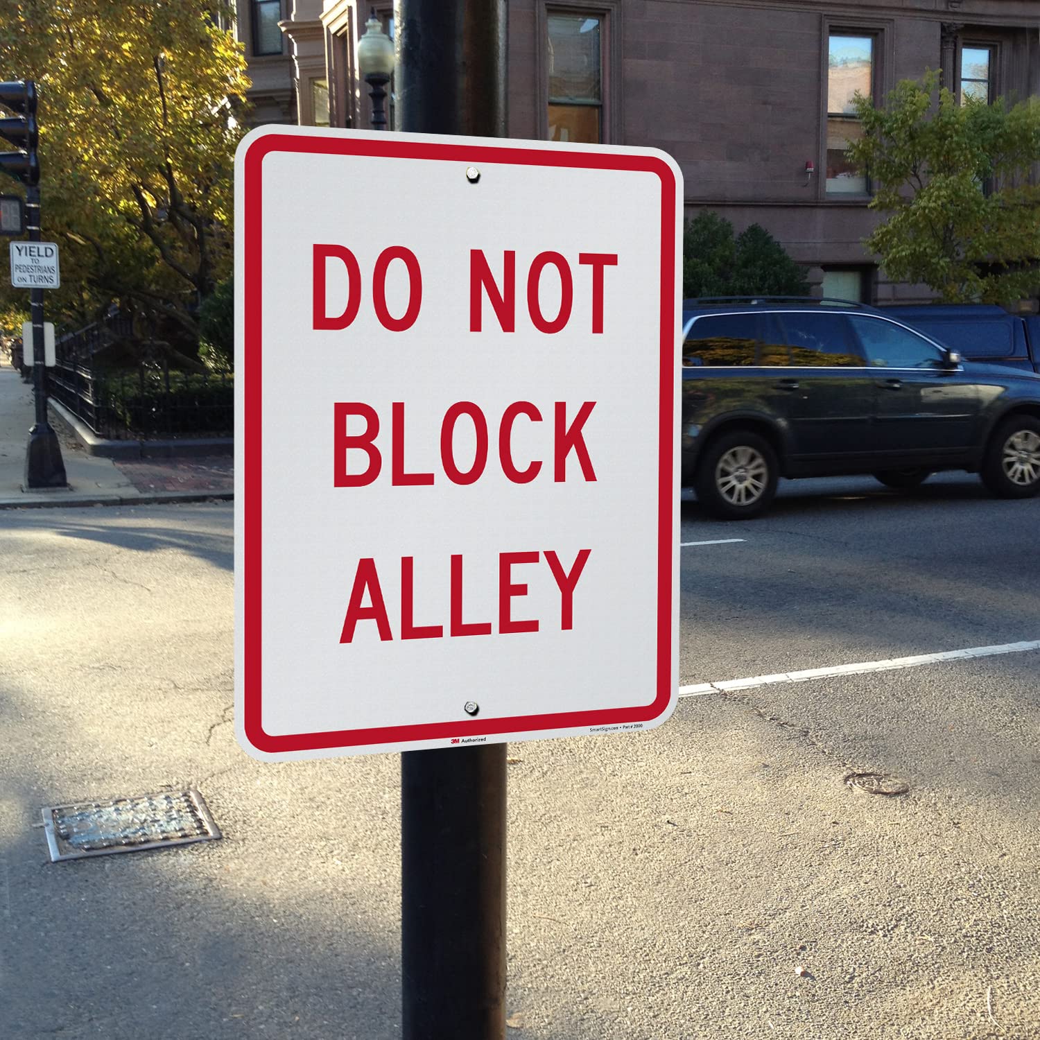 SmartSign 24 x 18 inch “Do Not Block Alley” Metal Sign, 80 mil Aluminum, 3M Laminated Engineer Grade Reflective Material, Red and White