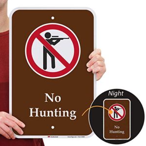 SmartSign "No Hunting" Campground Sign | 12" x 18" 3M Engineer Grade Reflective Aluminum