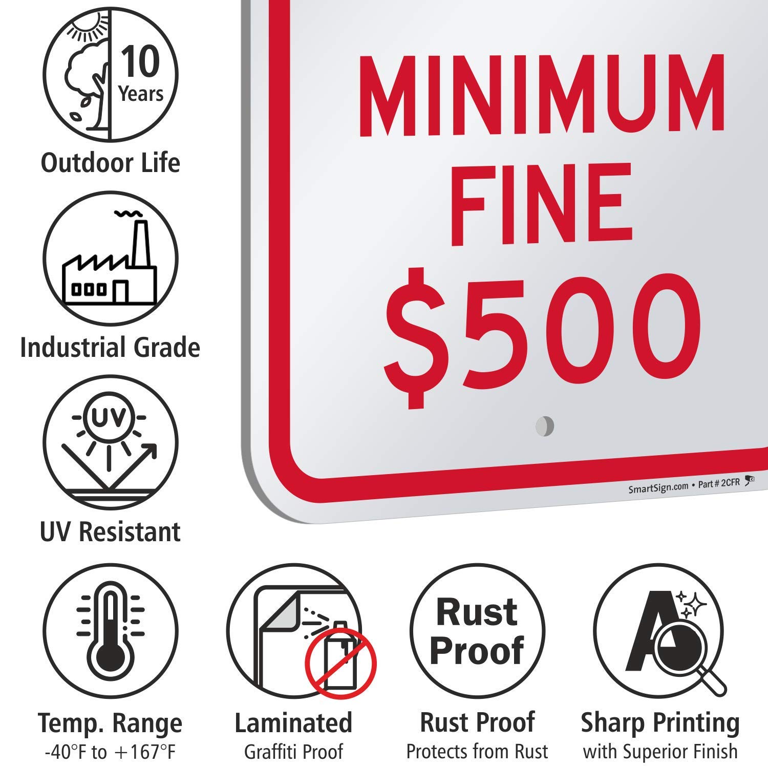 "No Dumping - Minimum Fine $500" Sign By SmartSign | 12" x 18" Aluminum