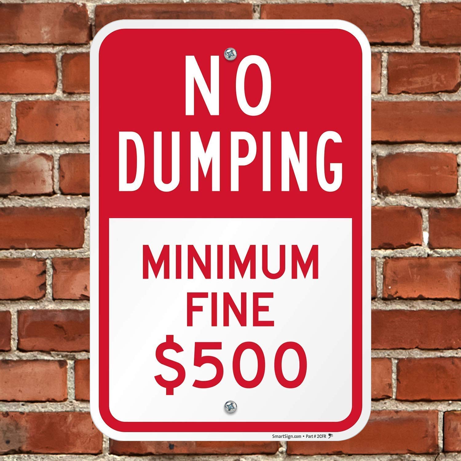 "No Dumping - Minimum Fine $500" Sign By SmartSign | 12" x 18" Aluminum