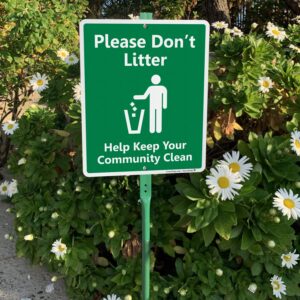 SmartSign "Please Don't Litter - Help Keep Your Community Clean" LawnBoss® Sign | 10" x 12" Aluminum Sign With 3' Stake