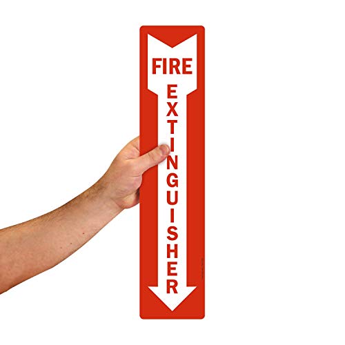 SmartSign - S-1692-EU-18 "Fire Extinguisher" Label | 4" x 18" Laminated Vinyl Red on White