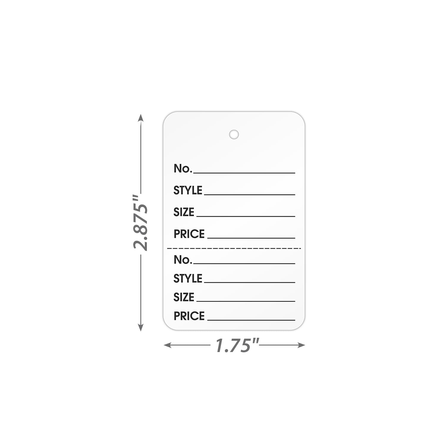 SmartSign Perforated Garment Tags | Unstrung Coupon Pre-Printed Tag | Clothing Size Style Price | 1.25" x 1.875", Pack of 1000