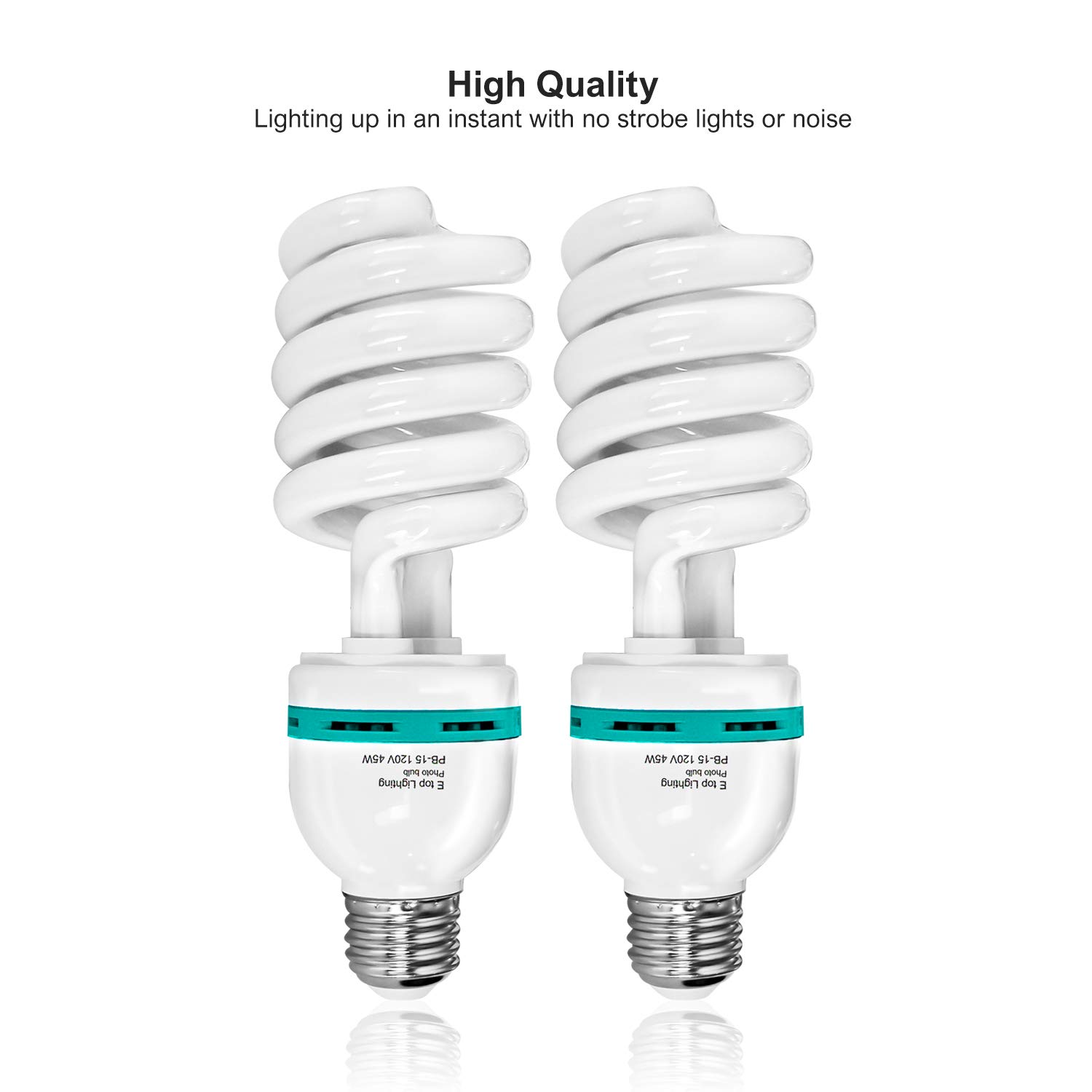 LimoStudio [4 Pack] 45W Pure White Neutral Daylight CFL Light Bulb, 5500K 2300Lumen, Compact Fluorescent Full Spectrum Photo Lighting, Photography, Video, Streaming, High Energy Efficiency, AGG874