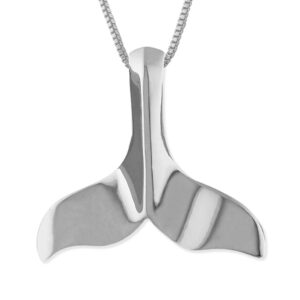 sterling silver plain whale tail pendant necklace with chain