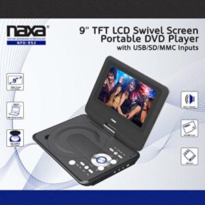 NAXA Electronics NPD-952 9-Inch TFT LCD Swivel Screen Portable DVD Player with USB/SD/MMC Inputs