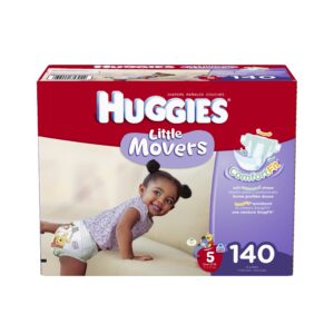 huggies little movers diapers economy plus, size 5, 140 count (packaging may vary)