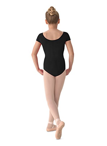 Mirella Girl's Princess Seam Cap Sleeve Dance Leotard Black 12