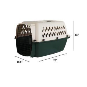 Petmate Ruffmaxx Travel Carrier Outdoor Dog Kennel, 360-degree Ventilation, 26", Almond & Green, Made in USA