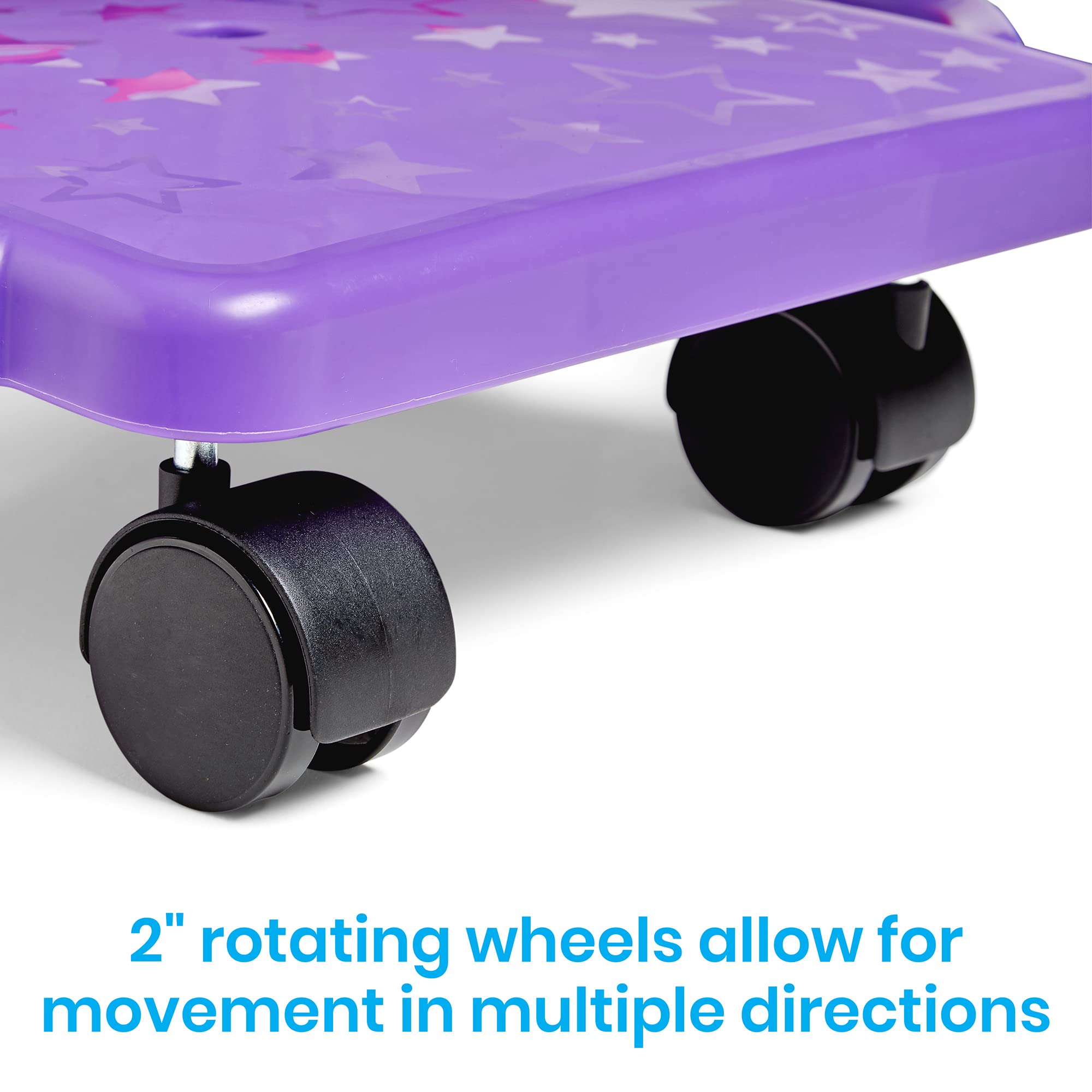 hand2mind Purple Indoor Scooter Board with Handles, Floor Scooter, Sit Down Scooter, Gym Activities for Kids, Indoor Recess Games, Sport Scooters, Physical Education Equipment, Gross Motor Toys