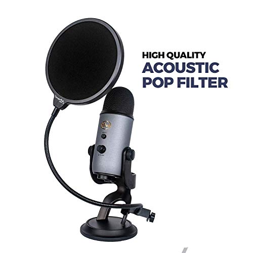 Dragonpad USA 6" Microphone Studio Pop Filter with Clamp (Black)