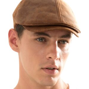 ililily New Men¡¯s Flat Cap Vintage Cabbie Hat Gatsby Ivy Caps Irish Hunting Hats Newsboy with Stretch fit - 001-1, Light Brown