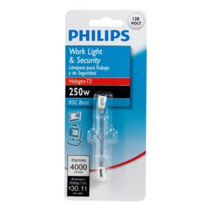 Philips 415620 Work and Security 250-Watt 3.1-Inch T3 RSC, Double Ended Base Light Bulb