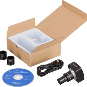 AmScope MU500-PB10 5MP USB Camera for Microscopes + Software + Test Slides, Compatible with Windows XP/Vista/7/8 and Mac OS 10.6 & Up