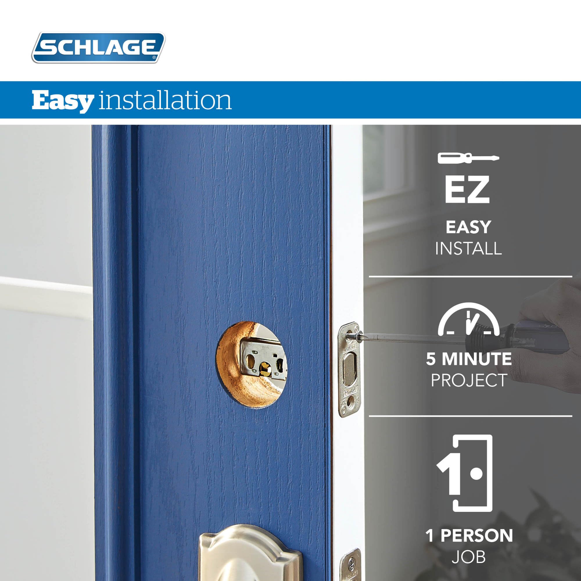 Schlage FB50VACC505605 Deadbolt Lever 1 Side, Highest Residential, Keyed Entry Lock, Security Set_Accent, Bright Brass Finish