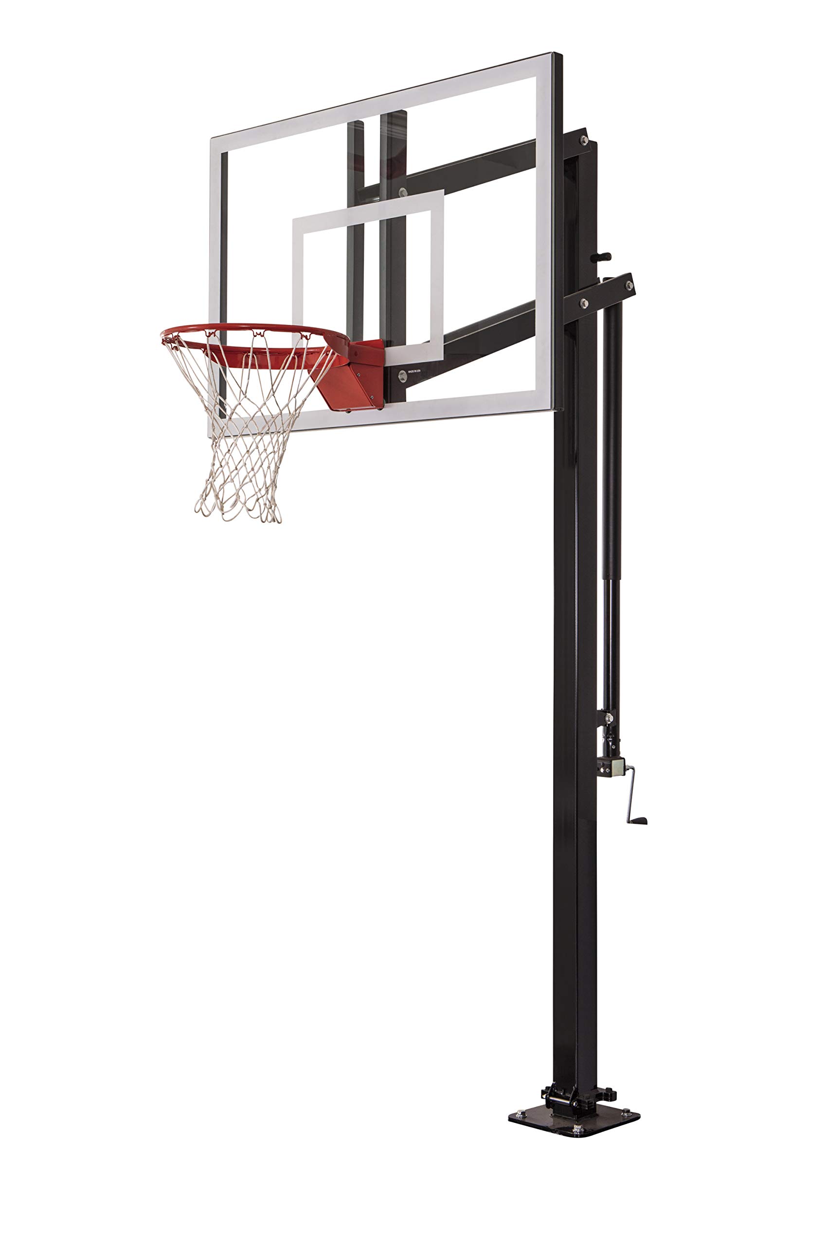 Goalsetter X454 In Ground Adjustable Basketball System with 54-Inch Glass Backboard and Flex Rim