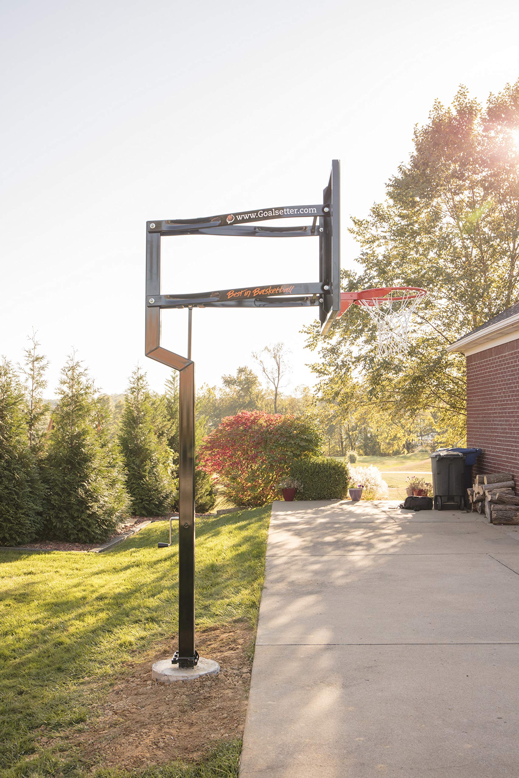 Goalsetter Contender In Ground Adjustable Basketball System with 54-Inch Glass Backboard and Flex Rim, Black (SS44554G3W)