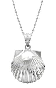 honolulu jewelry company sterling silver high polished seashell necklace pendant with 18" box chain