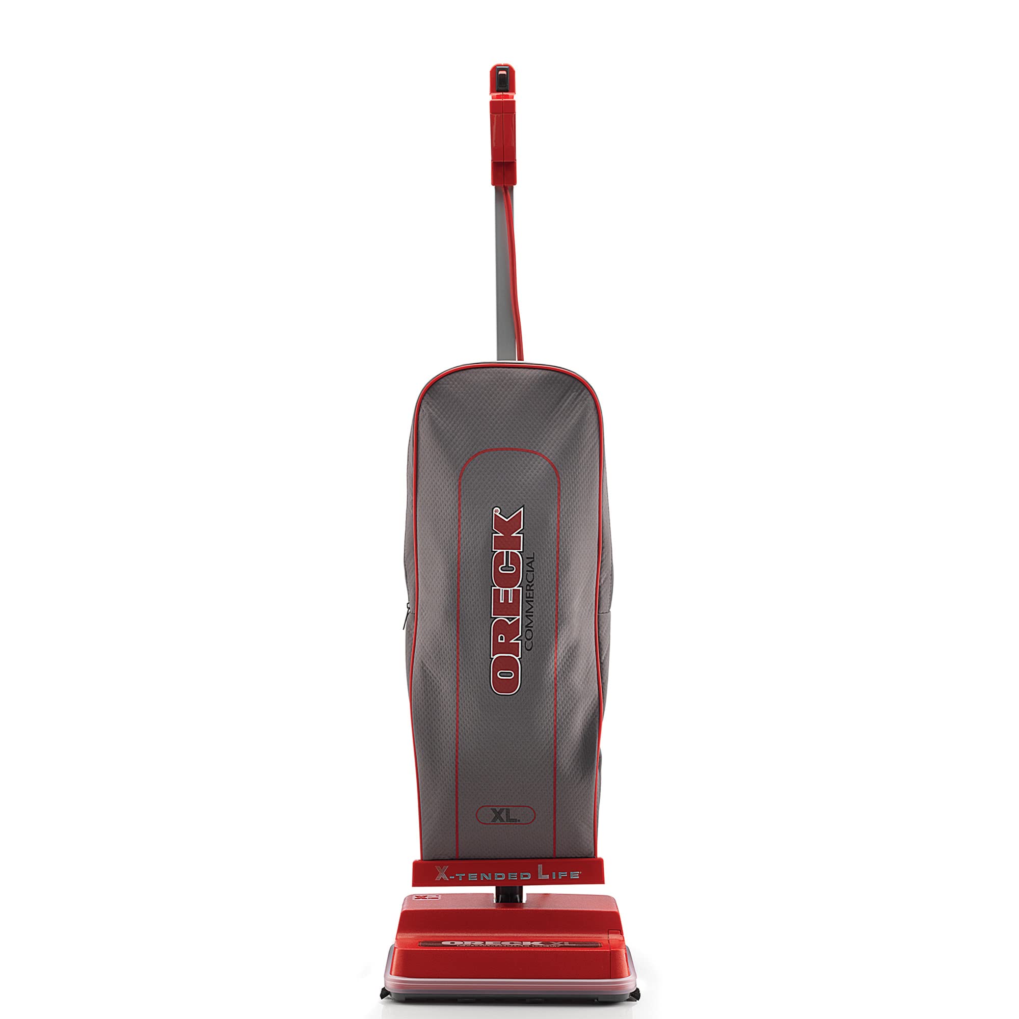 Oreck Commercial Professional Bagged Upright Vacuum Cleaner, for Carpets and Hard Floor, with High-Speed Double Helix Brush Roll, Scatter-Free Cleaning, U2000RB-1, Red/Gray