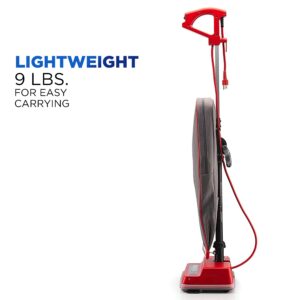 Oreck Commercial Professional Bagged Upright Vacuum Cleaner, for Carpets and Hard Floor, with High-Speed Double Helix Brush Roll, Scatter-Free Cleaning, U2000RB-1, Red/Gray