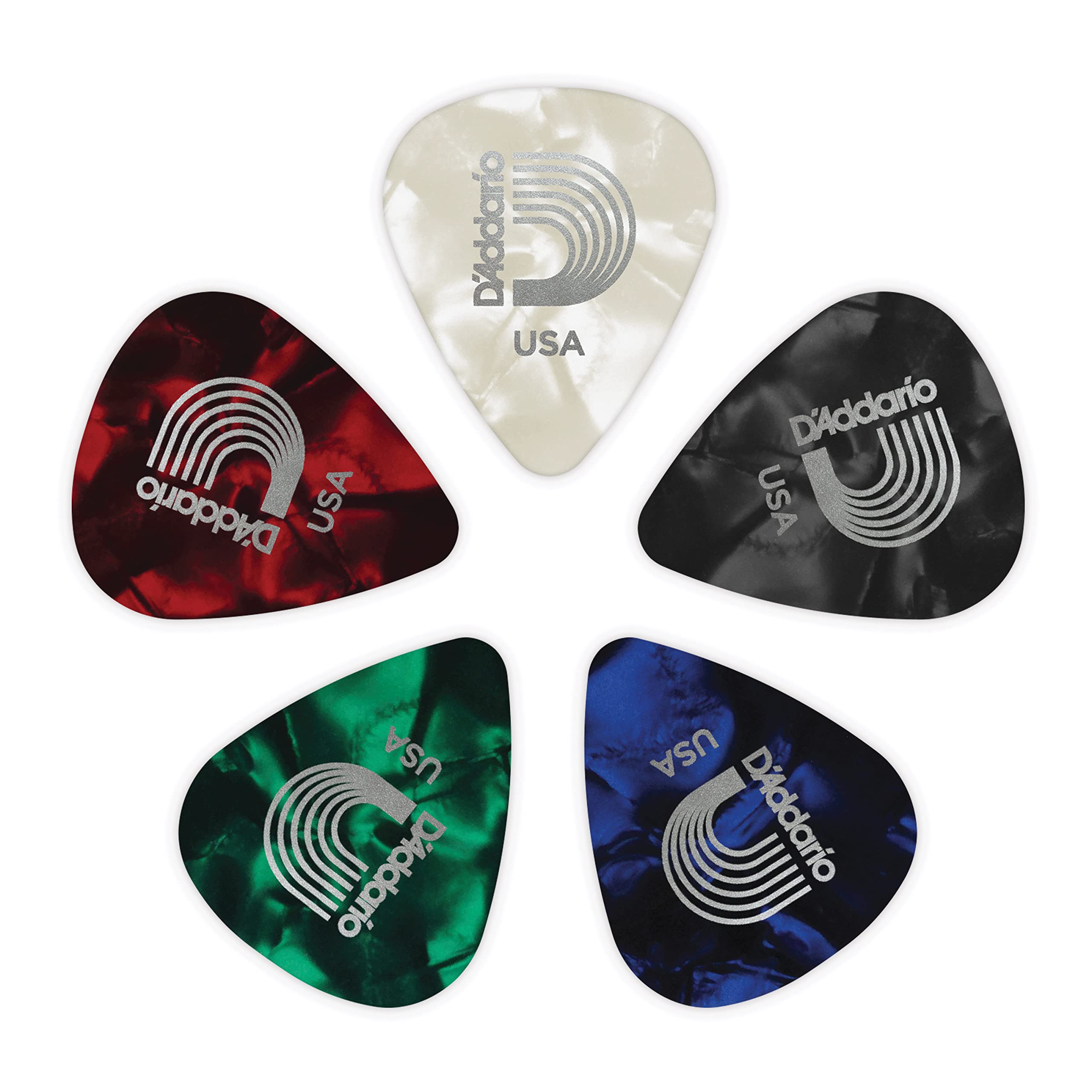 D'Addario Celluloid Guitar Picks - Guitar Accessories - Guitar Picks for Acoustic Guitar, Electric Guitar, Bass Guitar - Natural Feel, Warm Tone - Assorted, Medium 0.70mm, 100-pack