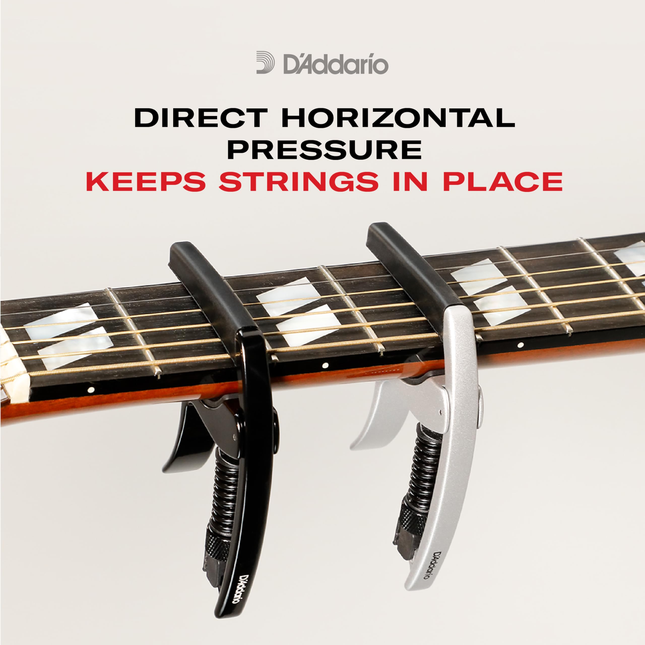 D'Addario Accessories Guitar Capo – NS Tri Action - For 6-String Electric and Acoustic Guitars – Micrometer Tension Adjustment for Buzz-Free, In-Tune Performance – Integrated Pick Holder, Black (PW-CP-09)