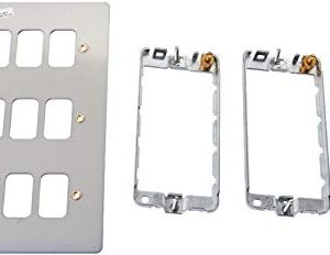 MK Edge K14352BRC 12-Module Grid Plus Frontplate with Frames - Brushed Chrome