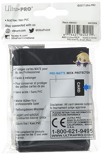 Ultra Pro 60ct Pro-Matte Black Small Deck Protectors, black, small