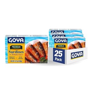 goya foods sardines in tomato sauce, 4.25-ounce (pack of 25)