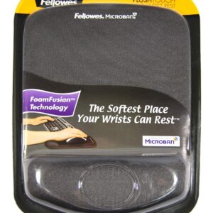 Fellowes PlushTouch Wrist Rest with Mouse Pad, FoamFusion Technology, Graphite (9252201)