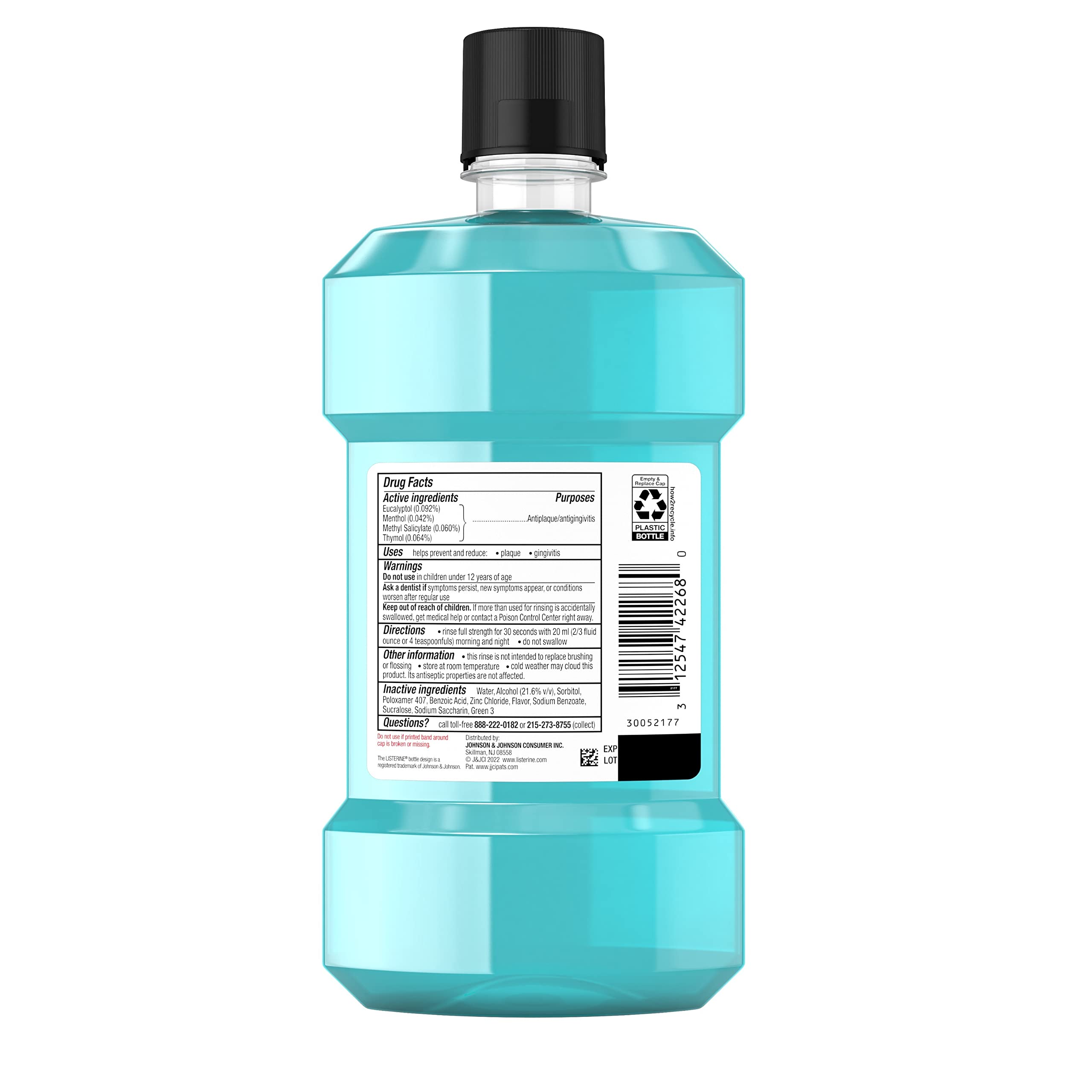 Listerine Ultraclean Oral Care Antiseptic Mouthwash to Help Fight Bad Breath Germs, Gingivitis, Plaque and Tartar, Oral Rinse for Healthy Gums & Fresh Breath, Cool Mint Flavor, 500 mL