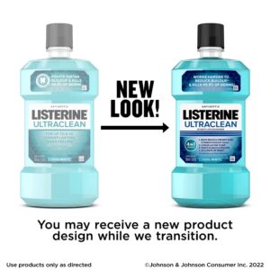 Listerine Ultraclean Oral Care Antiseptic Mouthwash to Help Fight Bad Breath Germs, Gingivitis, Plaque and Tartar, Oral Rinse for Healthy Gums & Fresh Breath, Cool Mint Flavor, 500 mL