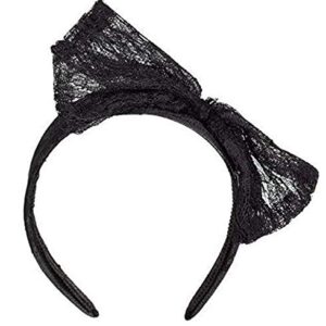 Black Lace Headband with Bow (1 Pc), Accessory for Cosplay, Themed Parties & More