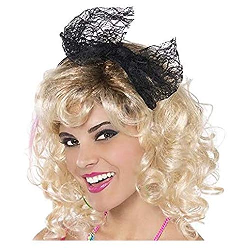 Black Lace Headband with Bow (1 Pc), Accessory for Cosplay, Themed Parties & More