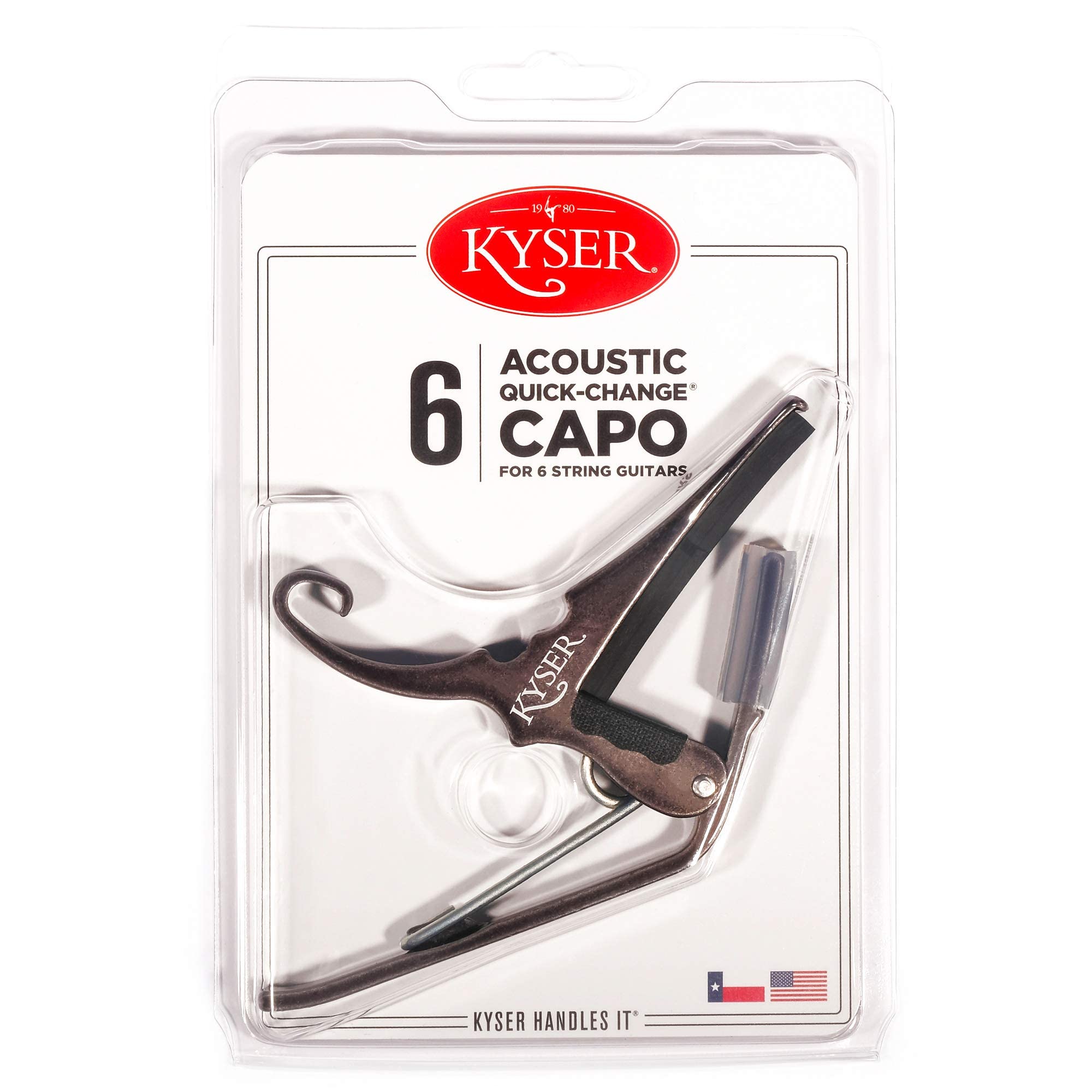 Kyser Quick-Change Guitar Capo for 6-string acoustic guitars, Black Chrome, KG6BCA