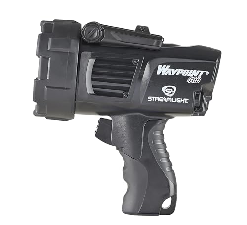 Streamlight 44911 Waypoint 400 Rechargeable 1400-Lumen Long Range Pistol-Grip Spotlight with 120V AC Charger and Polymer Holder/Mount, Black