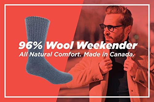 J.B. Field's Wool Weekender 96% Merino Wool Non-binding Casual Socks (3 Pairs) (Large (8-12 Shoe), Assorted (Lt. Brown/Mid-Grey/Natural))