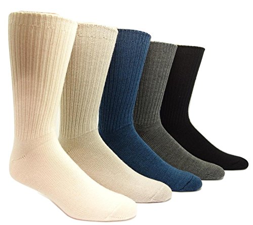 J.B. Field's Wool Weekender 96% Merino Wool Non-binding Casual Socks (3 Pairs) (Large (8-12 Shoe), Assorted (Lt. Brown/Mid-Grey/Natural))