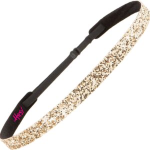 Hipsy Women's Adjustable NO SLIP Bling Glitter Headband Mixed Pack (Golden Rod 2pk)