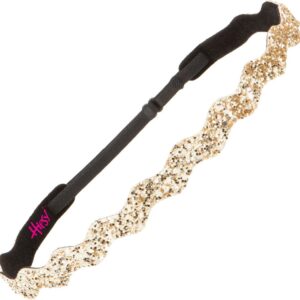 Hipsy Women's Adjustable NO SLIP Bling Glitter Headband Mixed Pack (Golden Rod 2pk)