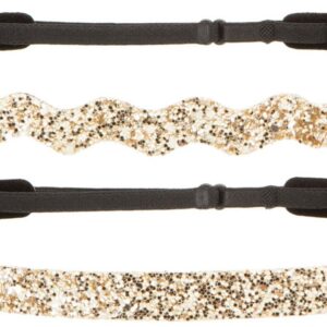 Hipsy Women's Adjustable NO SLIP Bling Glitter Headband Mixed Pack (Golden Rod 2pk)