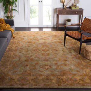 SAFAVIEH Heritage Collection Area Rug - 9' x 12', Blue & Beige, Handmade Traditional Oriental Wool, Ideal for High Traffic Areas in Living Room, Bedroom (HG811B)