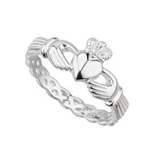 failte claddagh ring sterling silver woven band women?s celtic weave made in ireland size 6.5