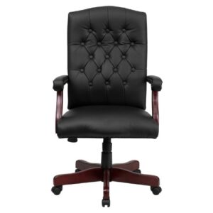 Flash Furniture Martha Washington Black LeatherSoft Executive Swivel Office Chair with Arms