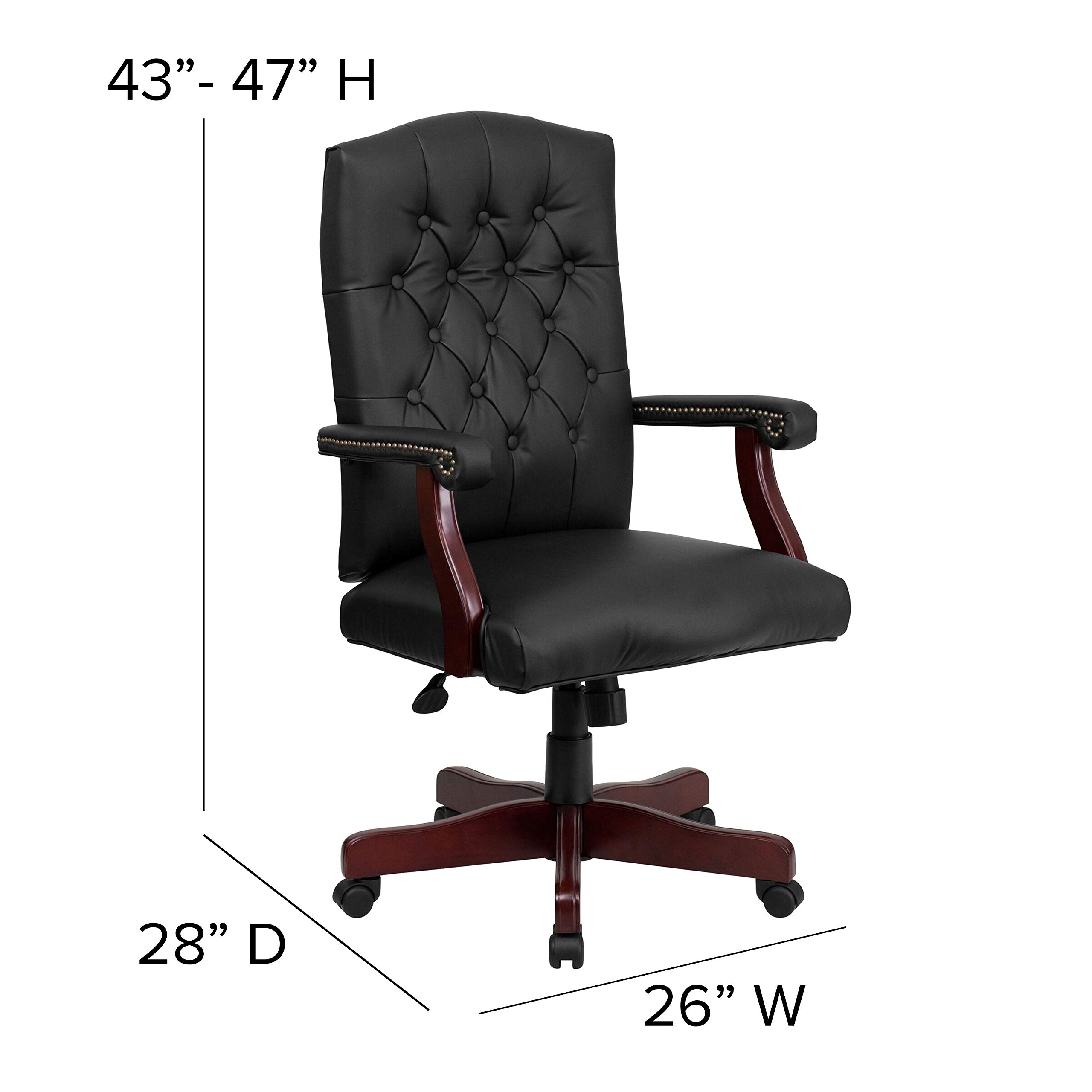 Flash Furniture Martha Washington Black LeatherSoft Executive Swivel Office Chair with Arms